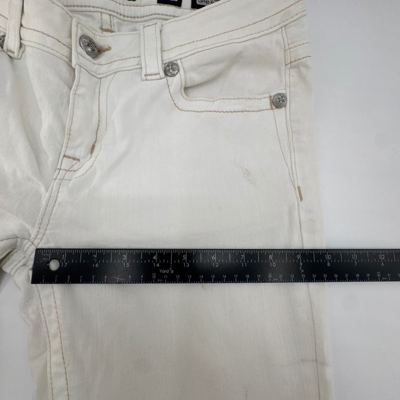 Miss Me White Distressed Mid-Rise Cuffed Skinny Jeans Women 31 MS4009CK74 - Picture 8 of 15
